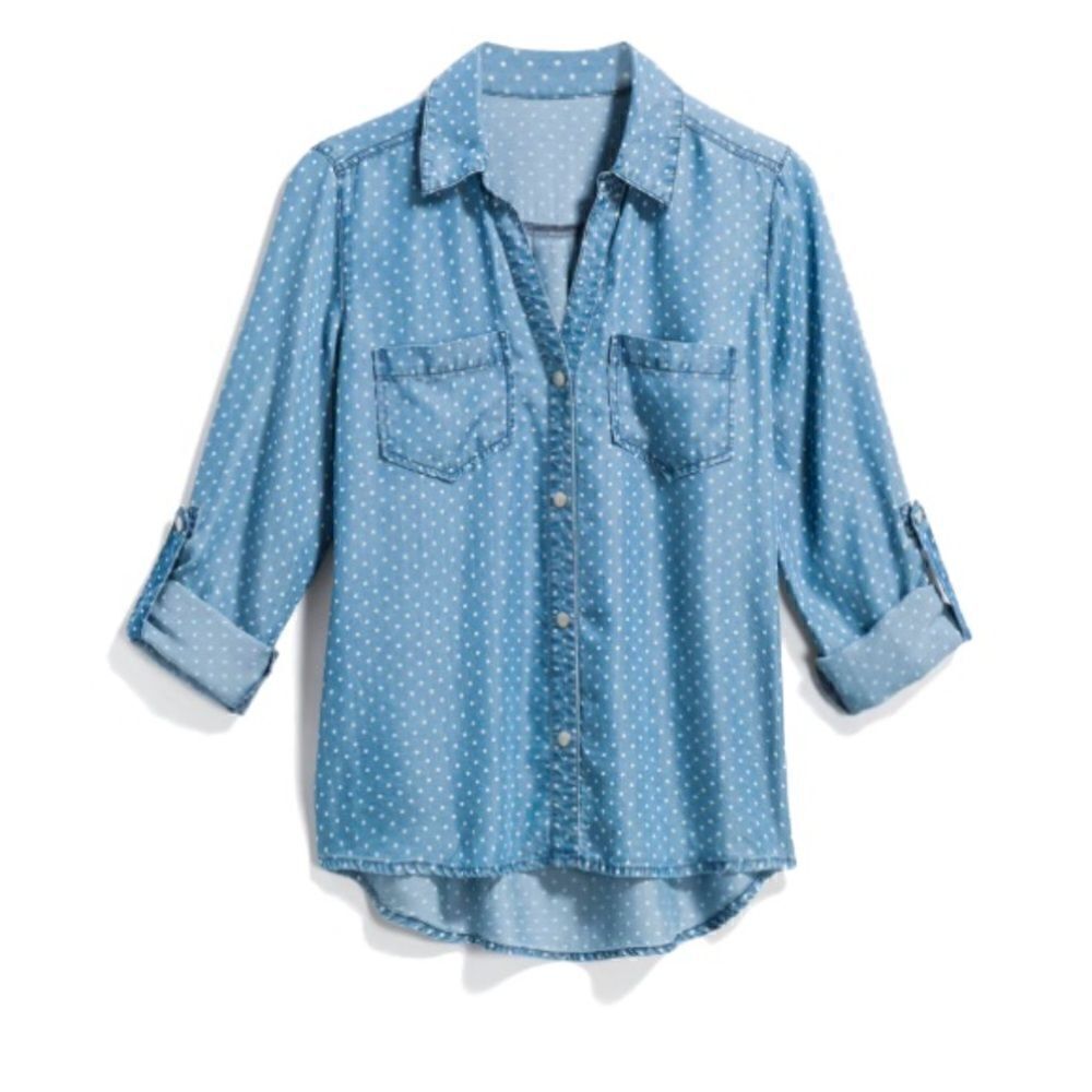 Tinsel Stitch Fix Button down shirt polka dot Xl never used 100% vocês